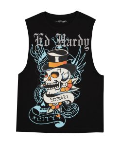 Skull Tophat Mens Cut Off Tee