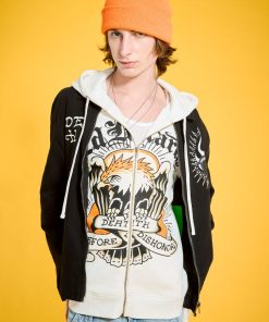 Alternative view of Death Before Dishonor Fleece Zip Front Hoodie