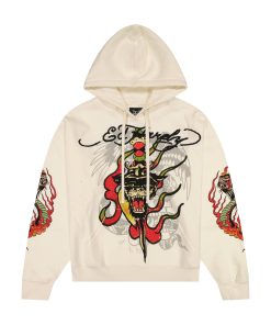 Panther Flame Rhinestone Boxy Fleece Hoodie