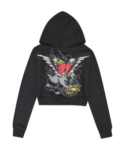 Alternative view of Sacred Heart Rhinestone Zip Front Hoodie