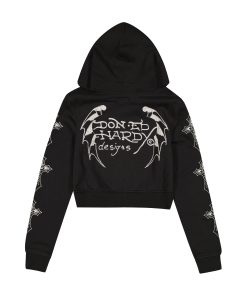Alternative view of Crosses Zip Front Rhinestone Hoodie