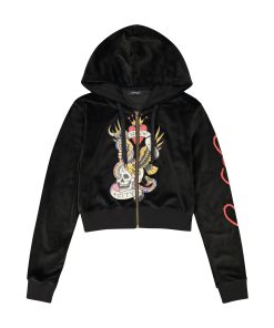 NYC Skull Y2K Velour Hoodie
