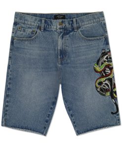 Panther Snake Denim Skater Short