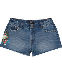 Flame Skull Denim Shorts