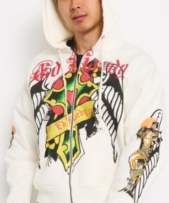 Christ Cross Rhinestone Boxy Zip Hoodie
